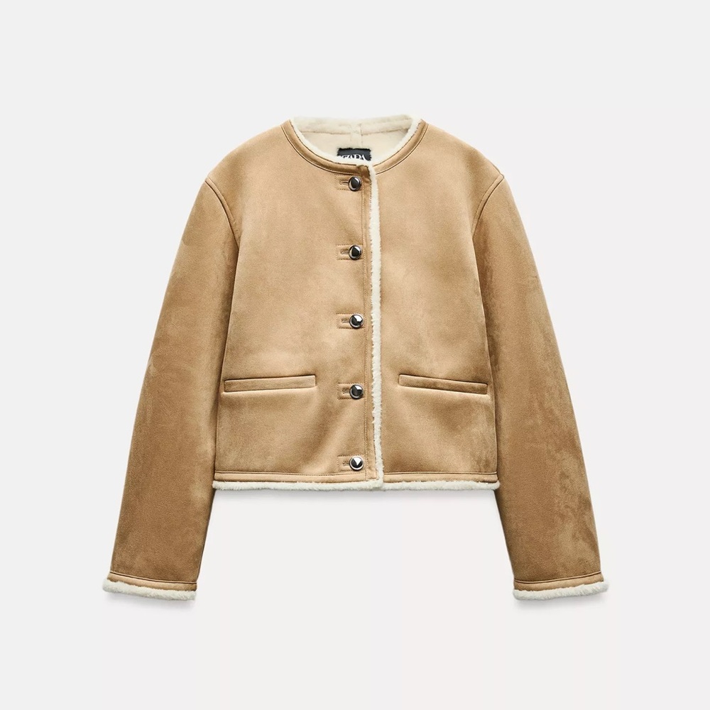 DOUBLE-FACED GOLD BUTTONS JACKET TAUPE BROWN